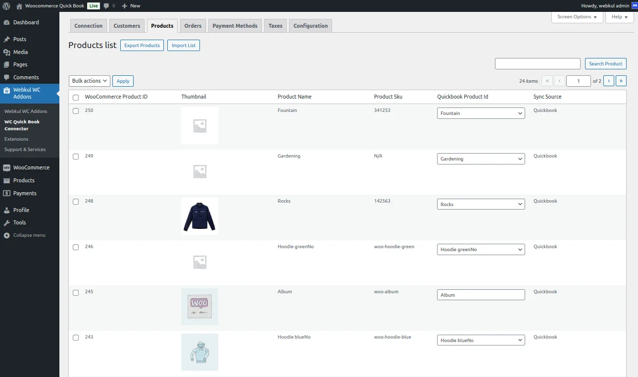 WooCommerce QuickBook Connector- Products