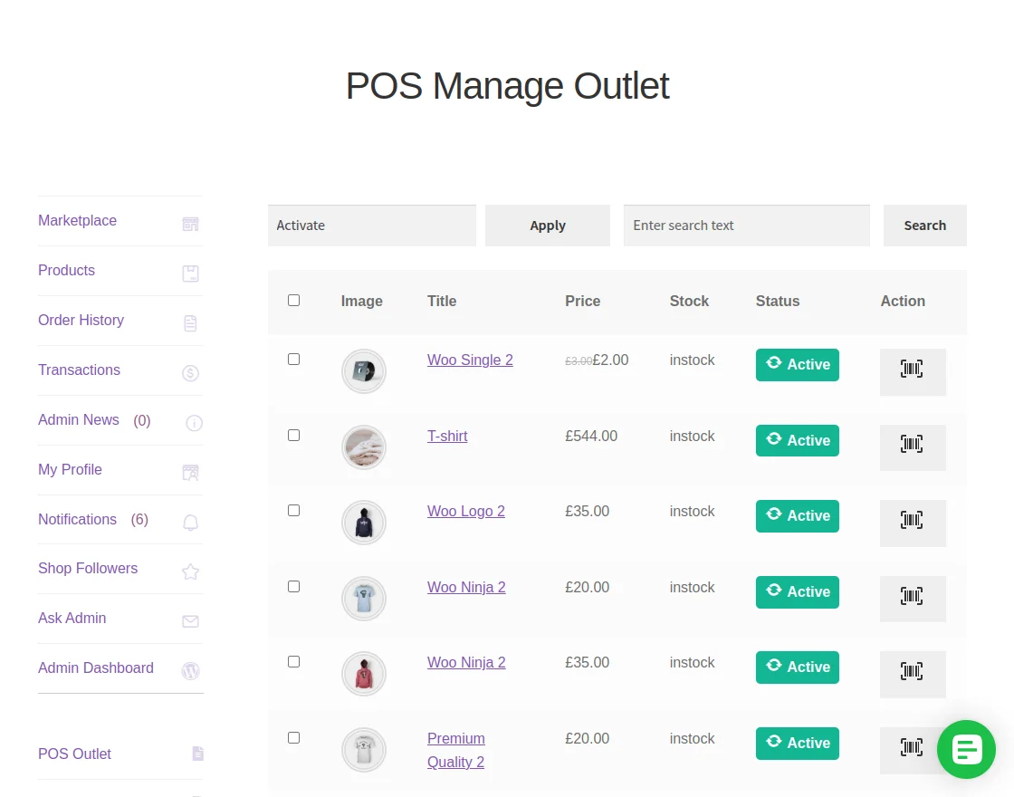 pos manage outlet