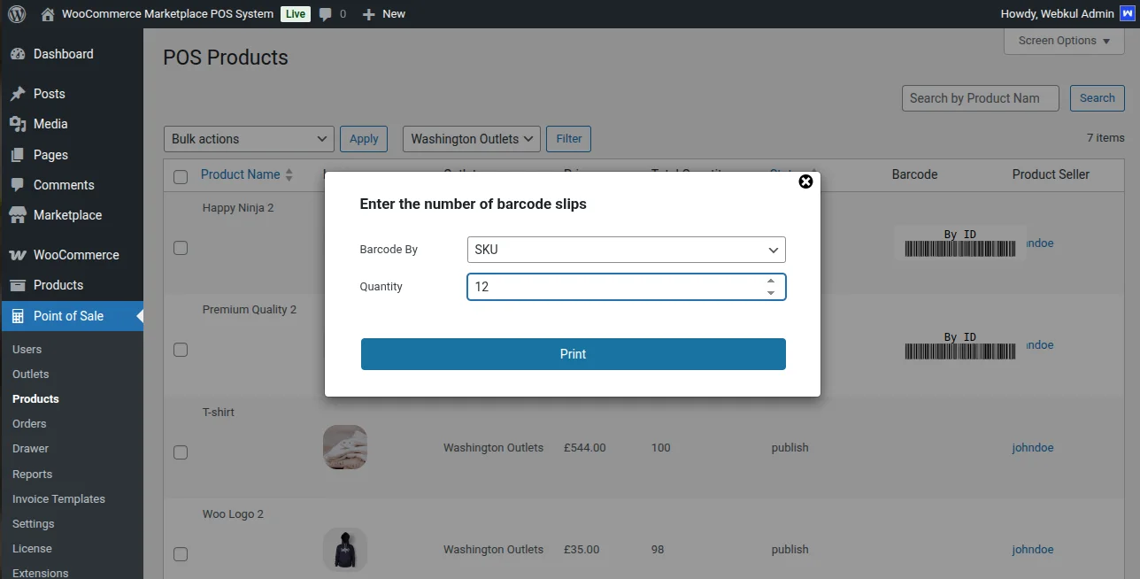 barcode print quantity 