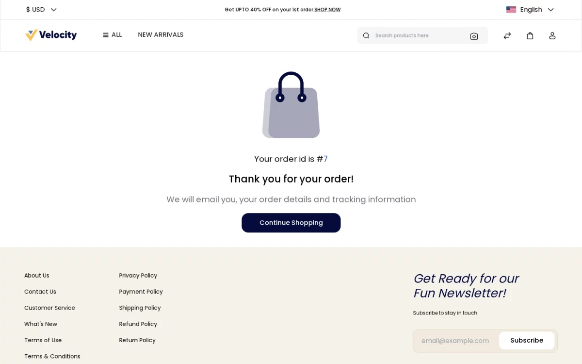 Bagisto Pre Order module order success page after a pre-order was placed