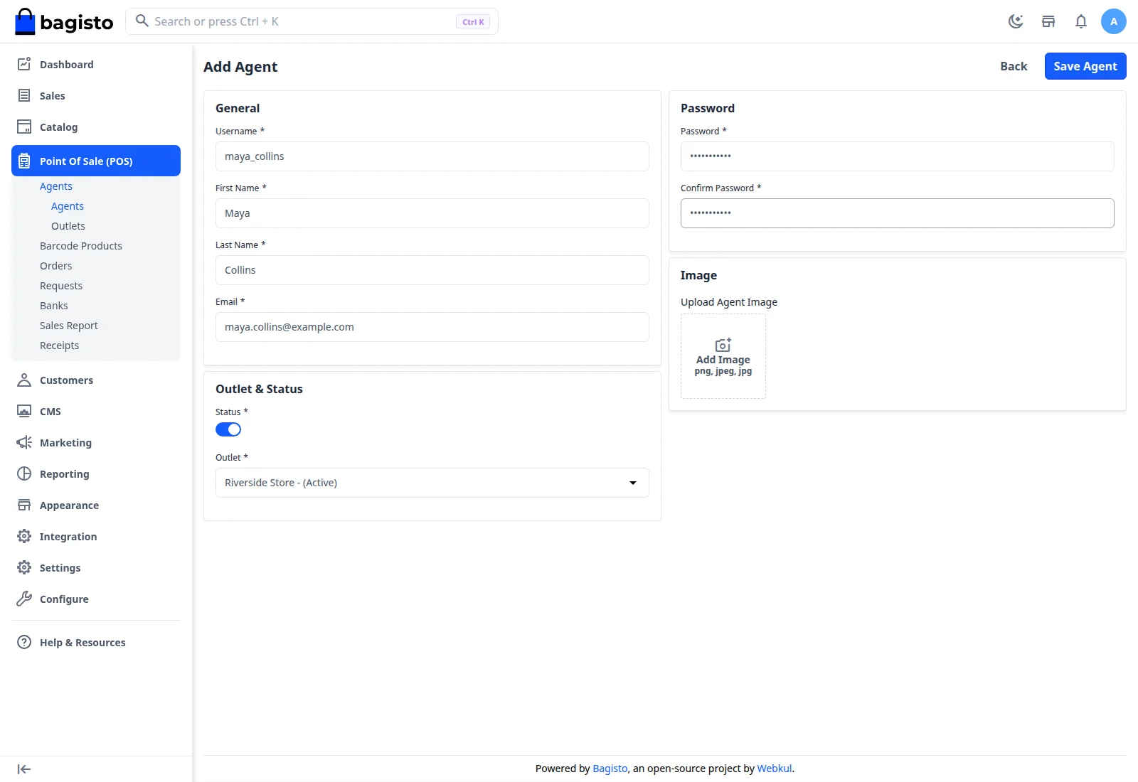 Add Agent screen