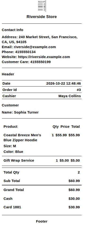 Printed POS receipt