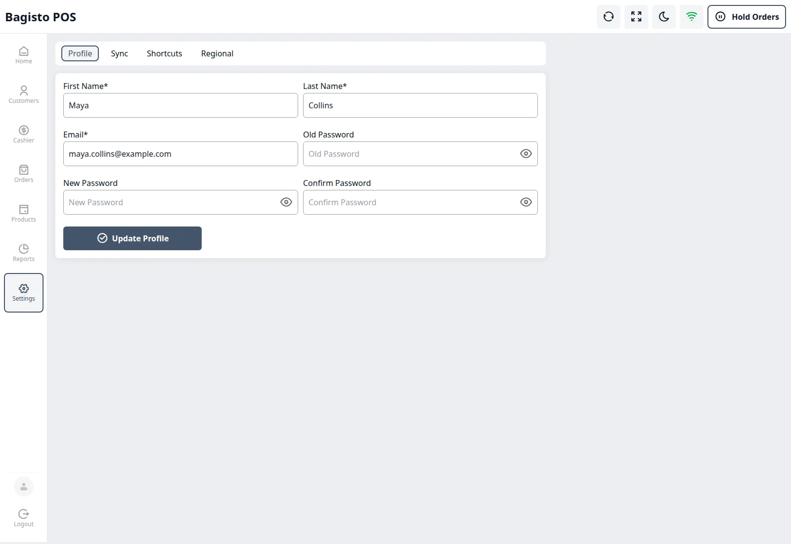 Profile settings