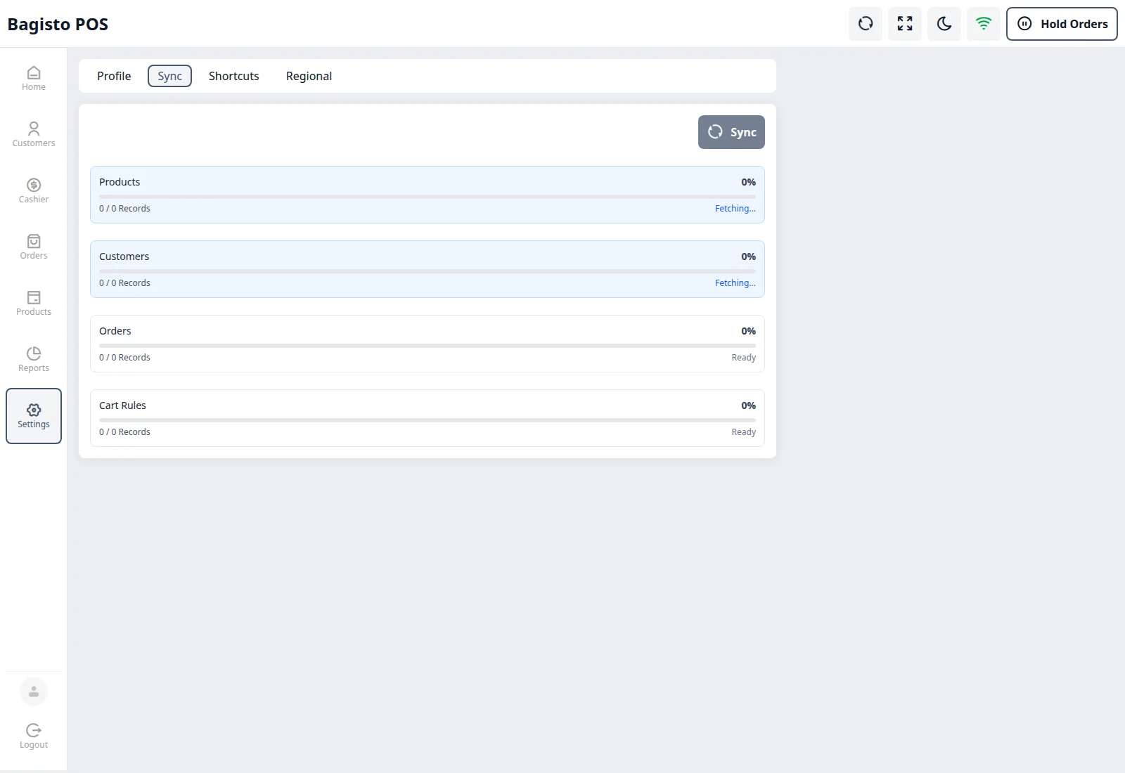 Sync settings