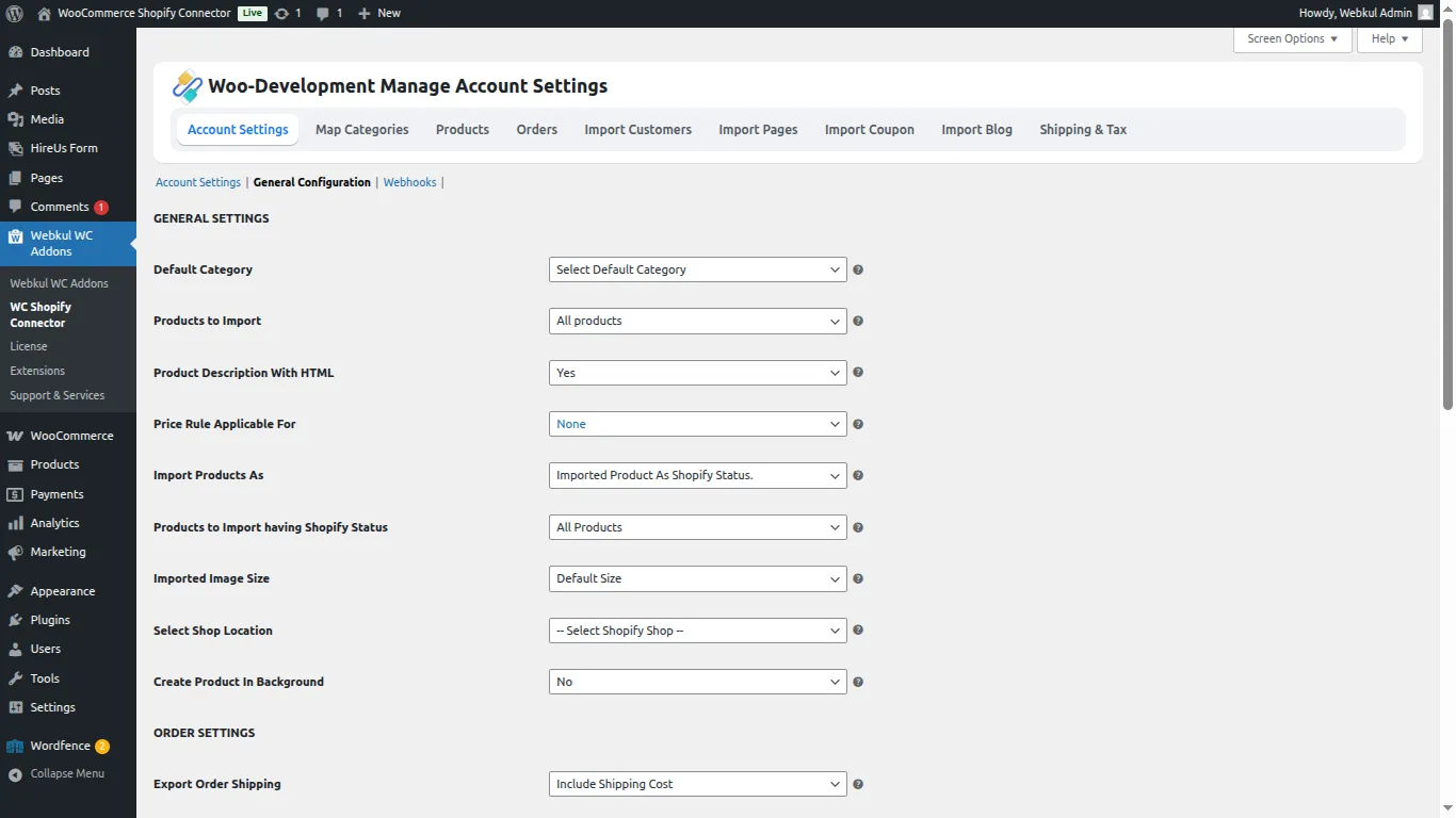 woocommerce-shopify-connector-genereal-configuration