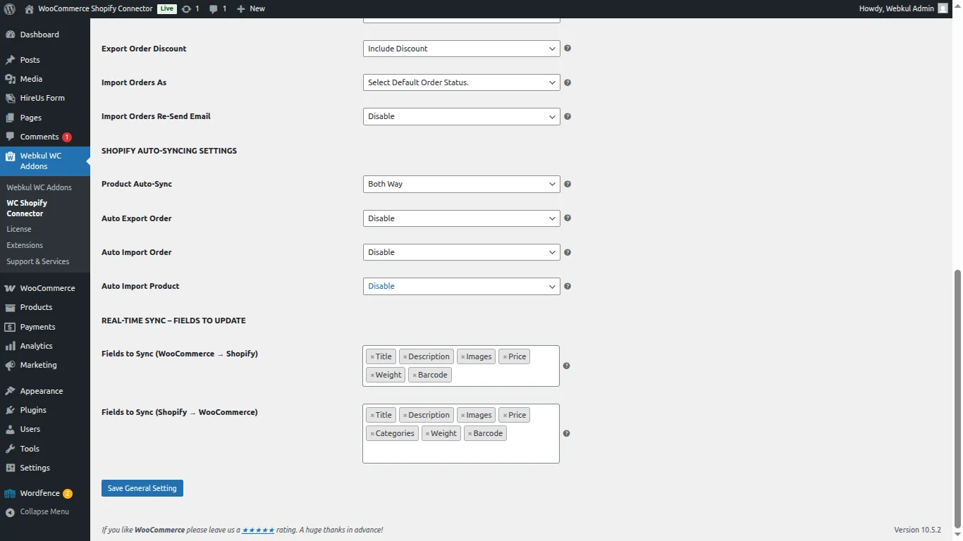 woocommerce-shopify-connector-genereal-configuration