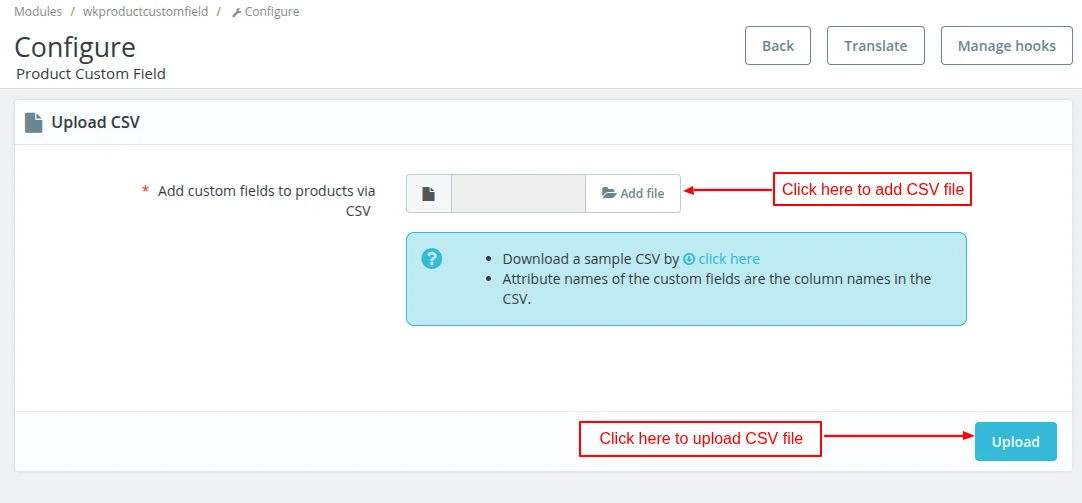 add custom fields via CSV