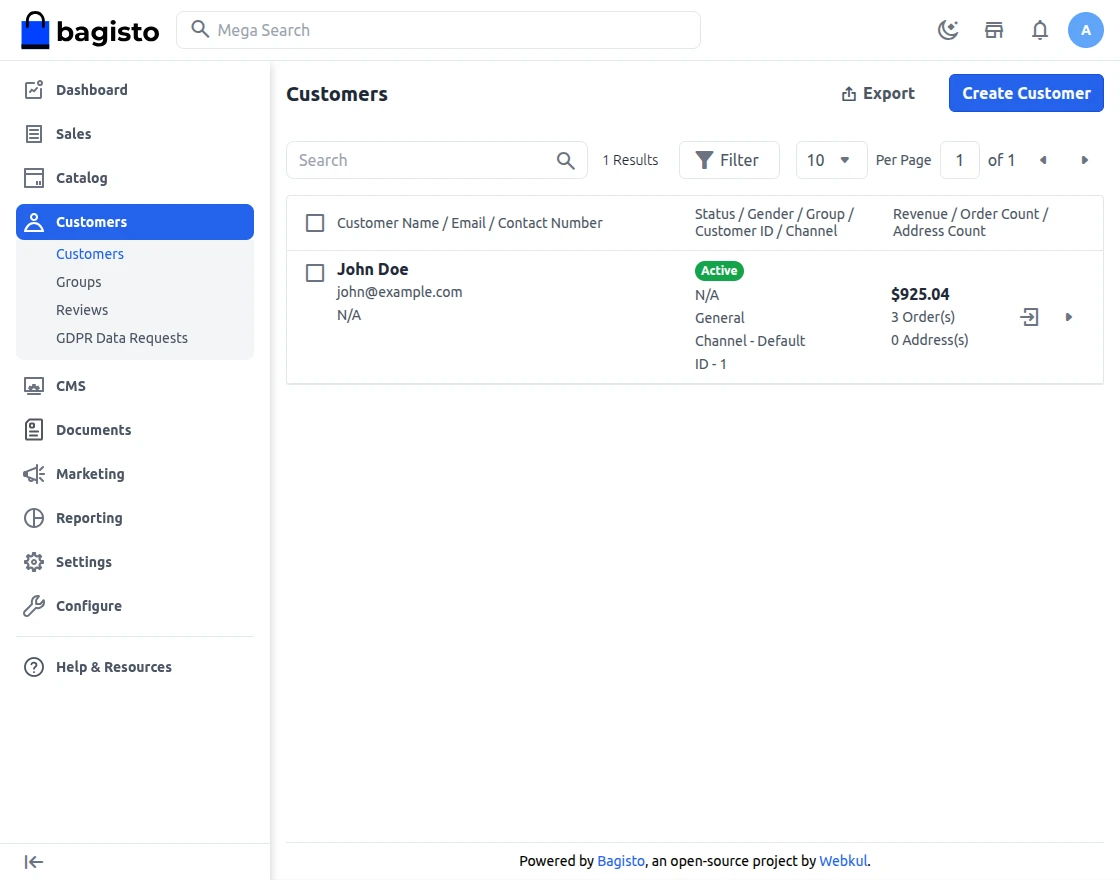 customer list
