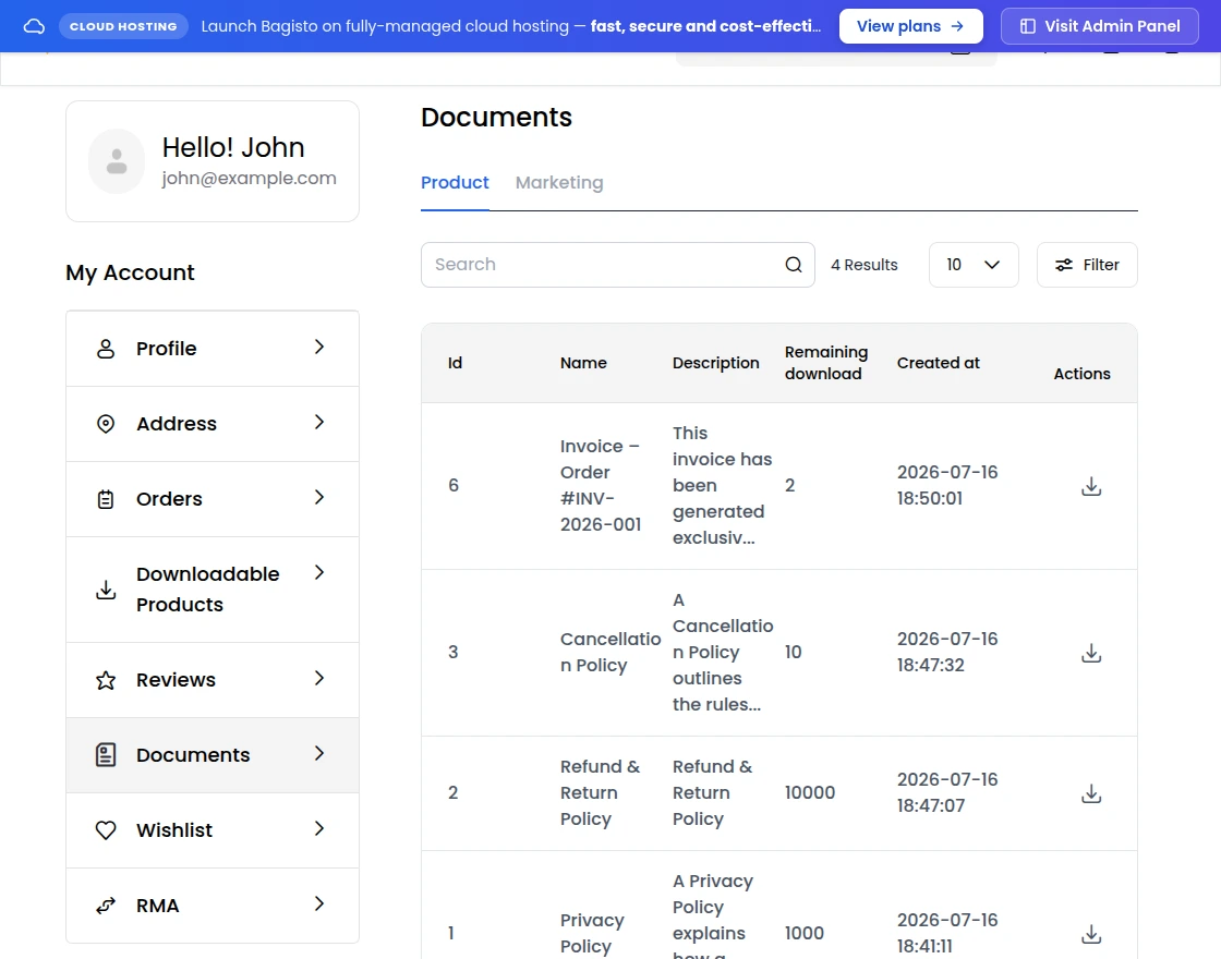 customer doc view 