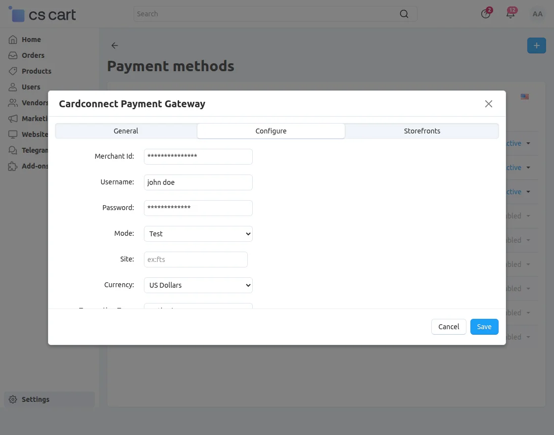 payment configuration
