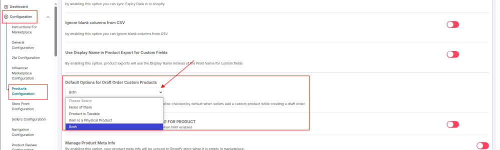 Default option for custom product