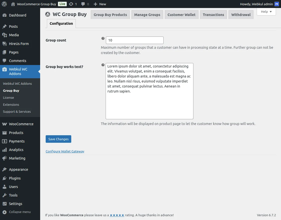 group buy configuration