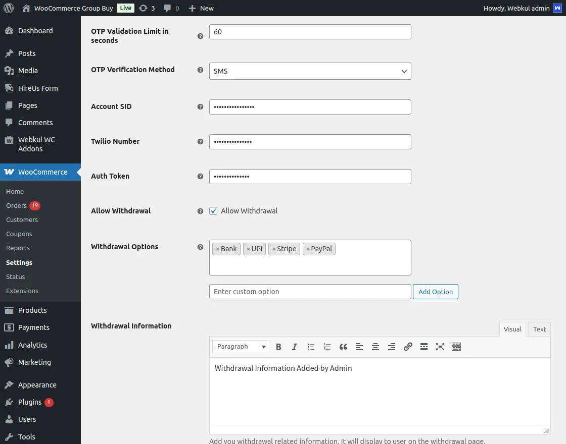 adiitional wallet configuration