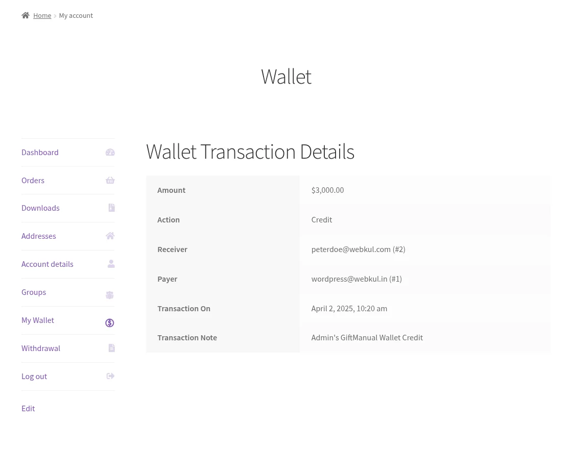 wallet transaction details