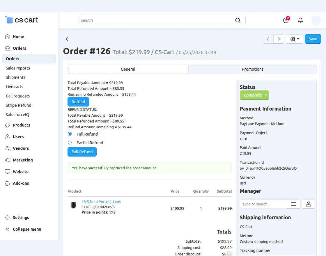 order with paylane method