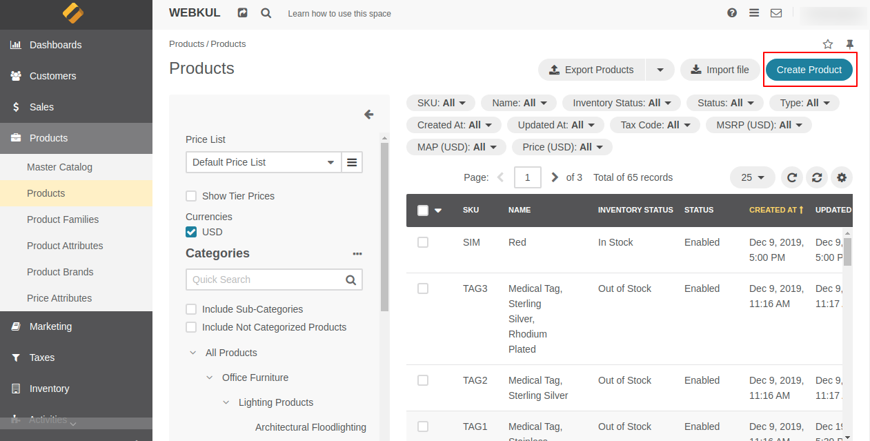 Simple Product in OroCommerce