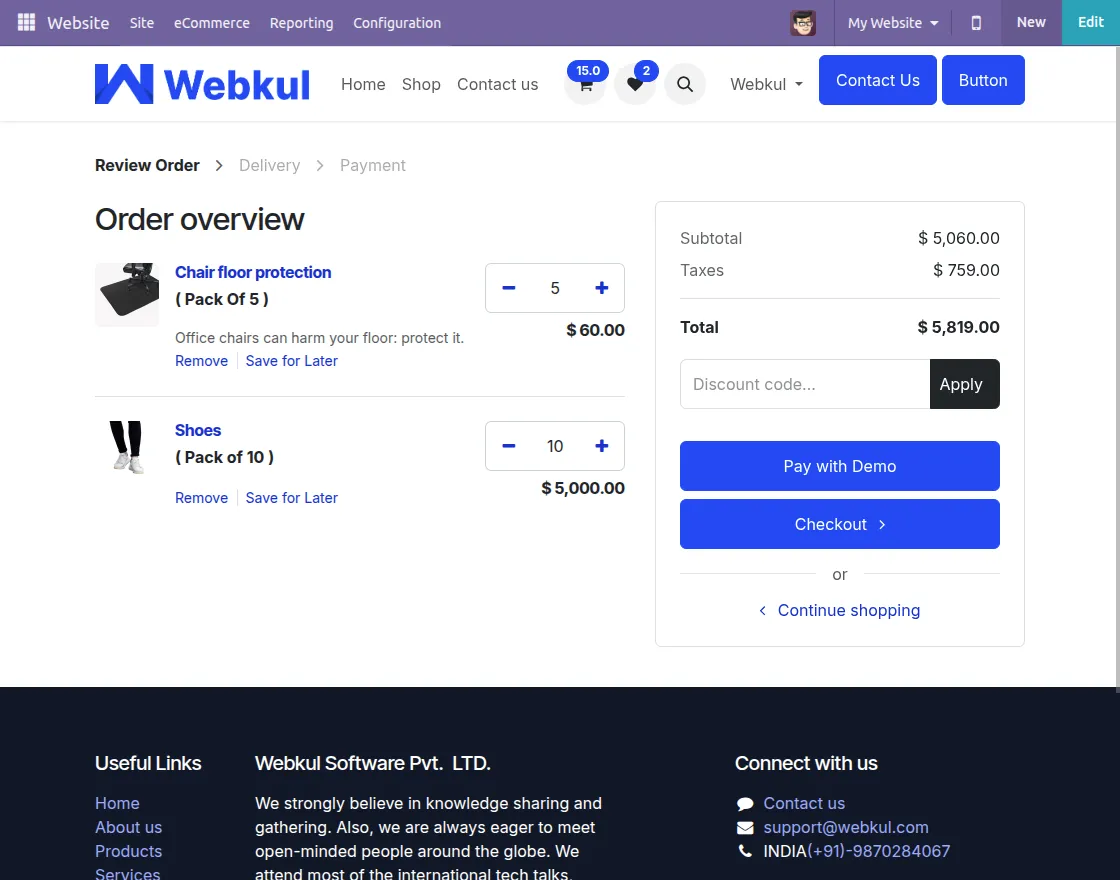 packaging during checkout