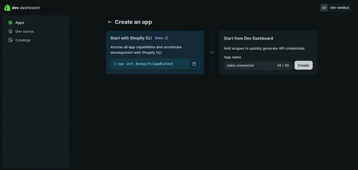 crerate an app

