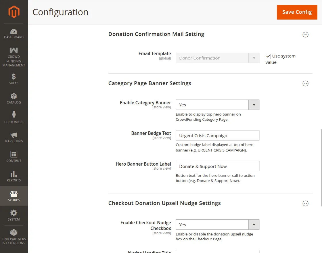 page banner settings