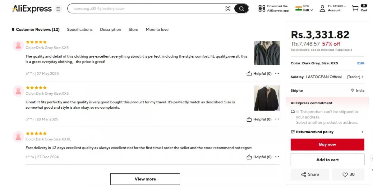 ali express product teview