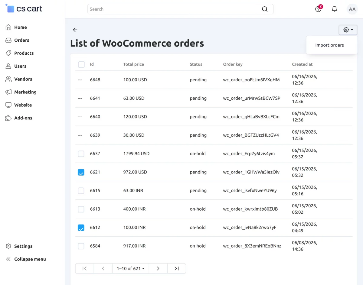 Bulk Orders Import