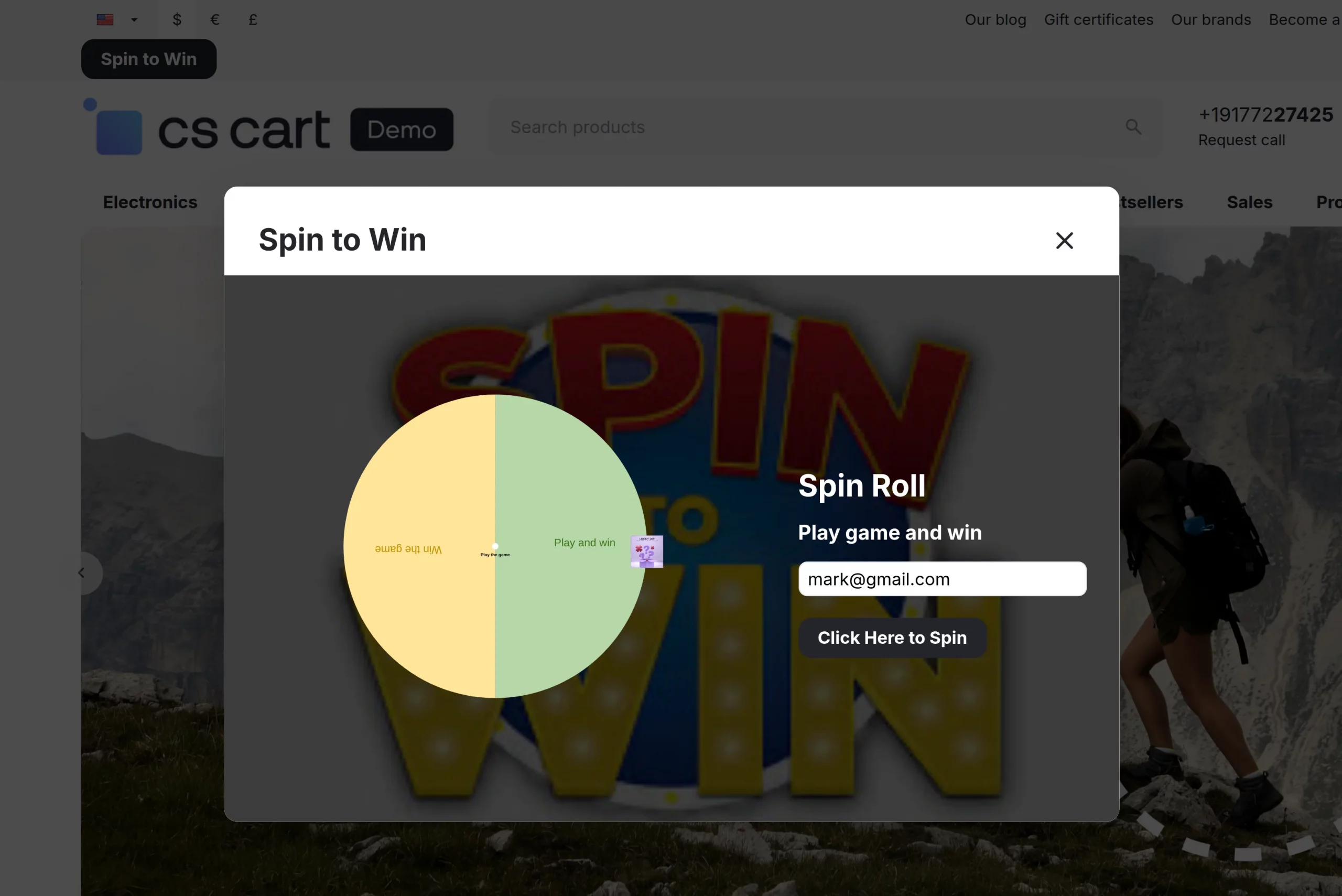CS-Cart spin the wheel