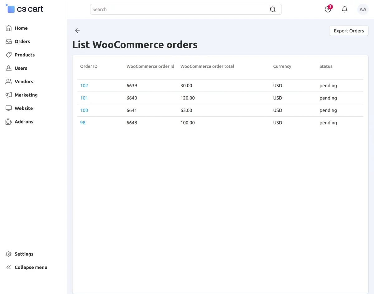 Export Orders