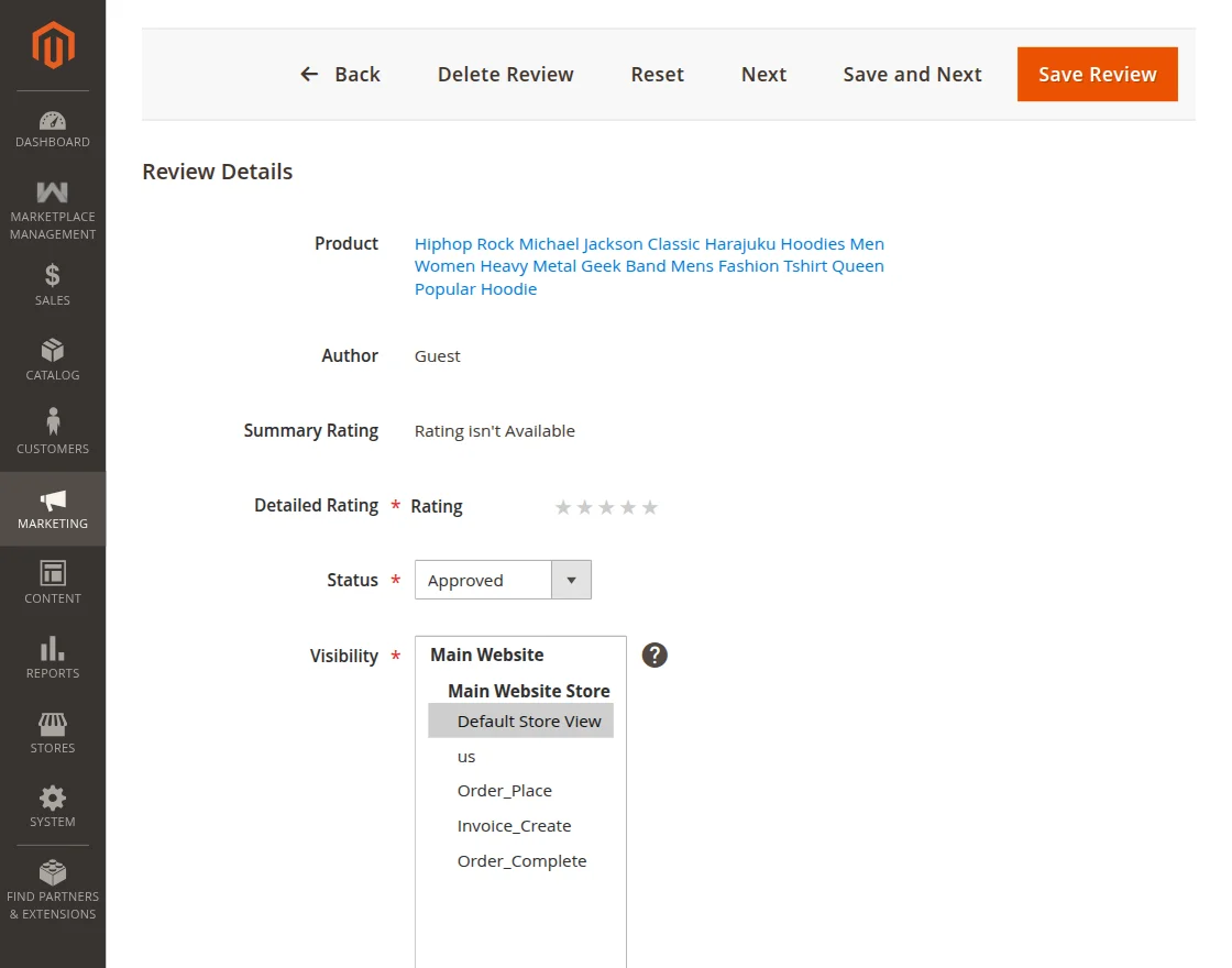 product review admin end