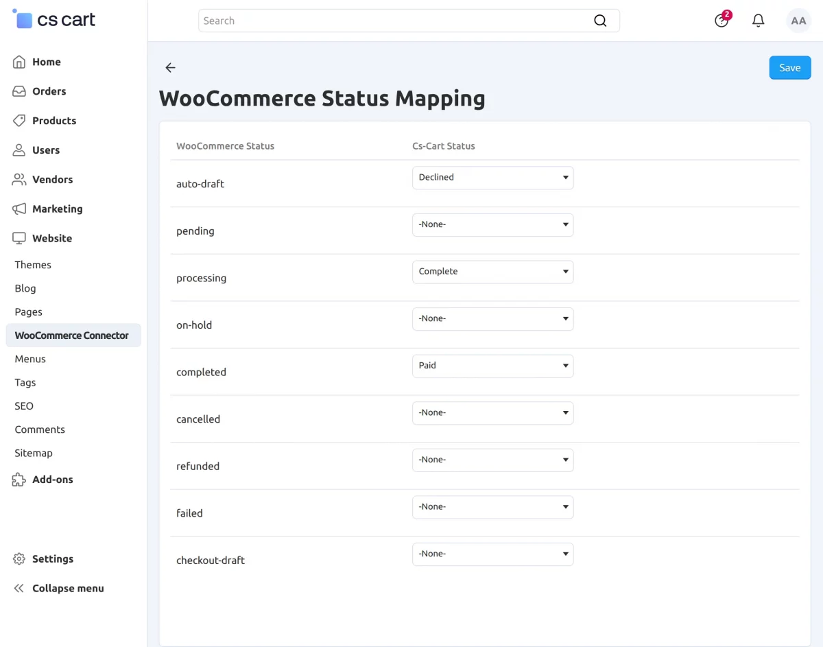 status mapping