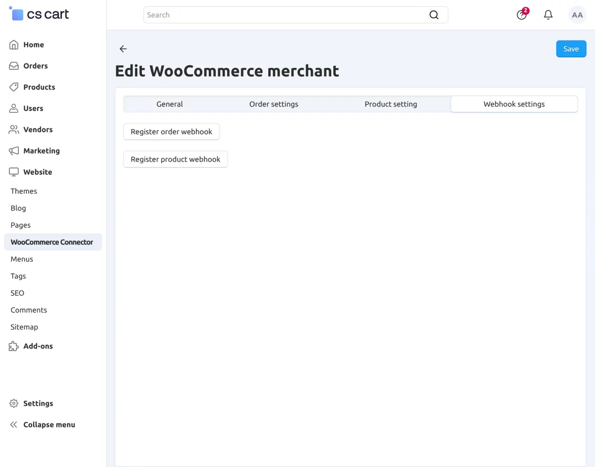 webhook setting