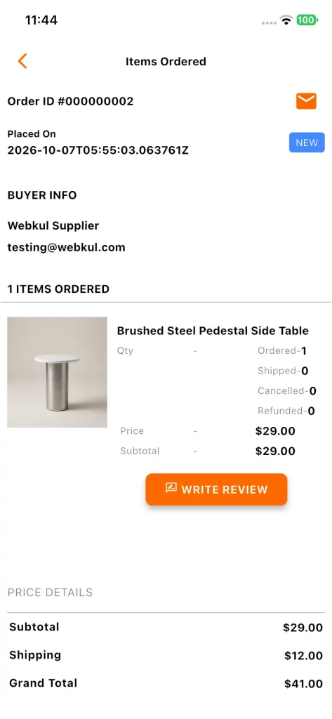 Order details