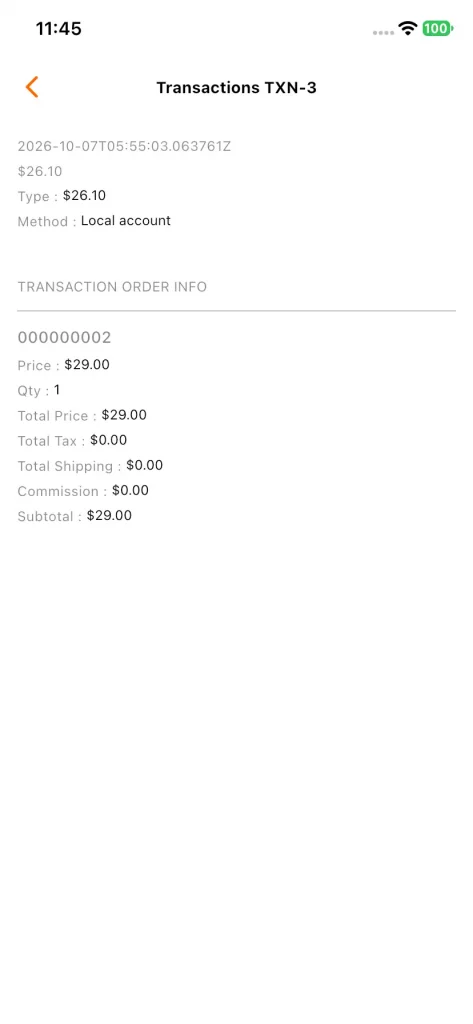 Transactions details