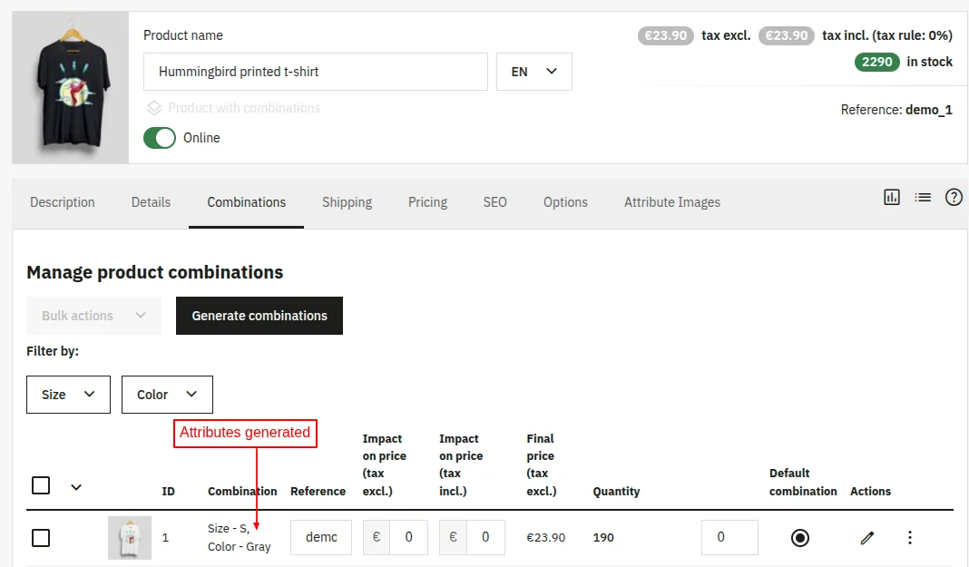 attributes generated
