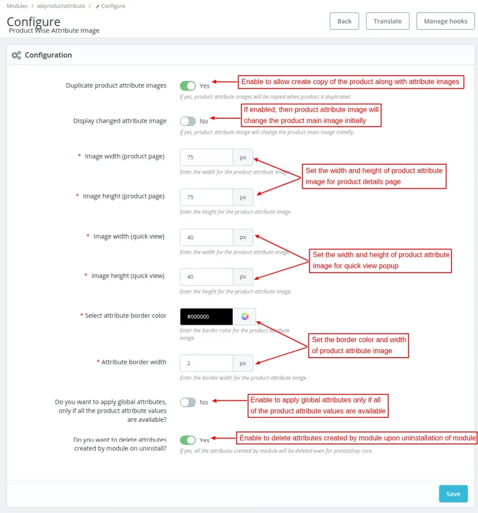 configuration settings