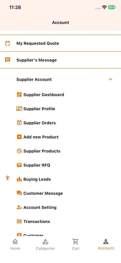 profile menu