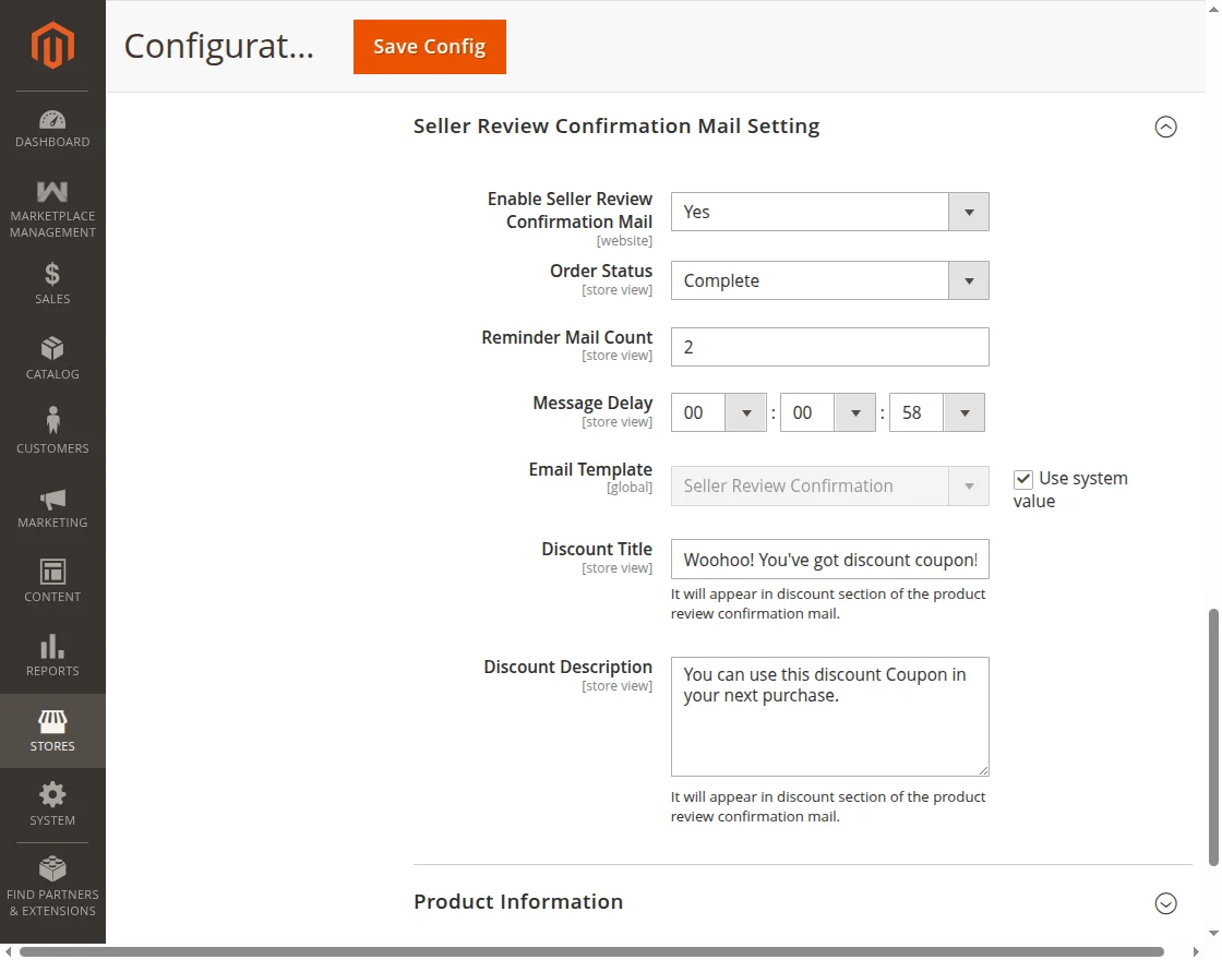 seller side mail confirmation