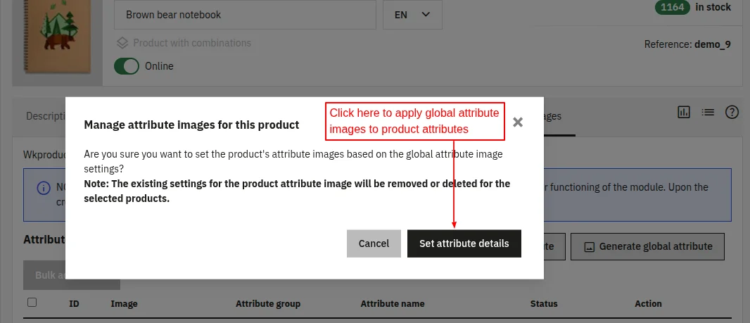 set attribute details