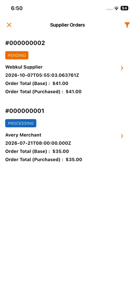 Order List