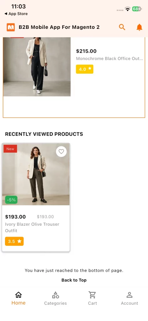 Home page recent view