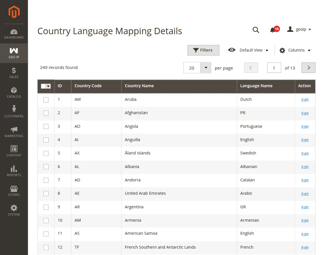 Magento 2 IP Geolocation Extension country language mapping details