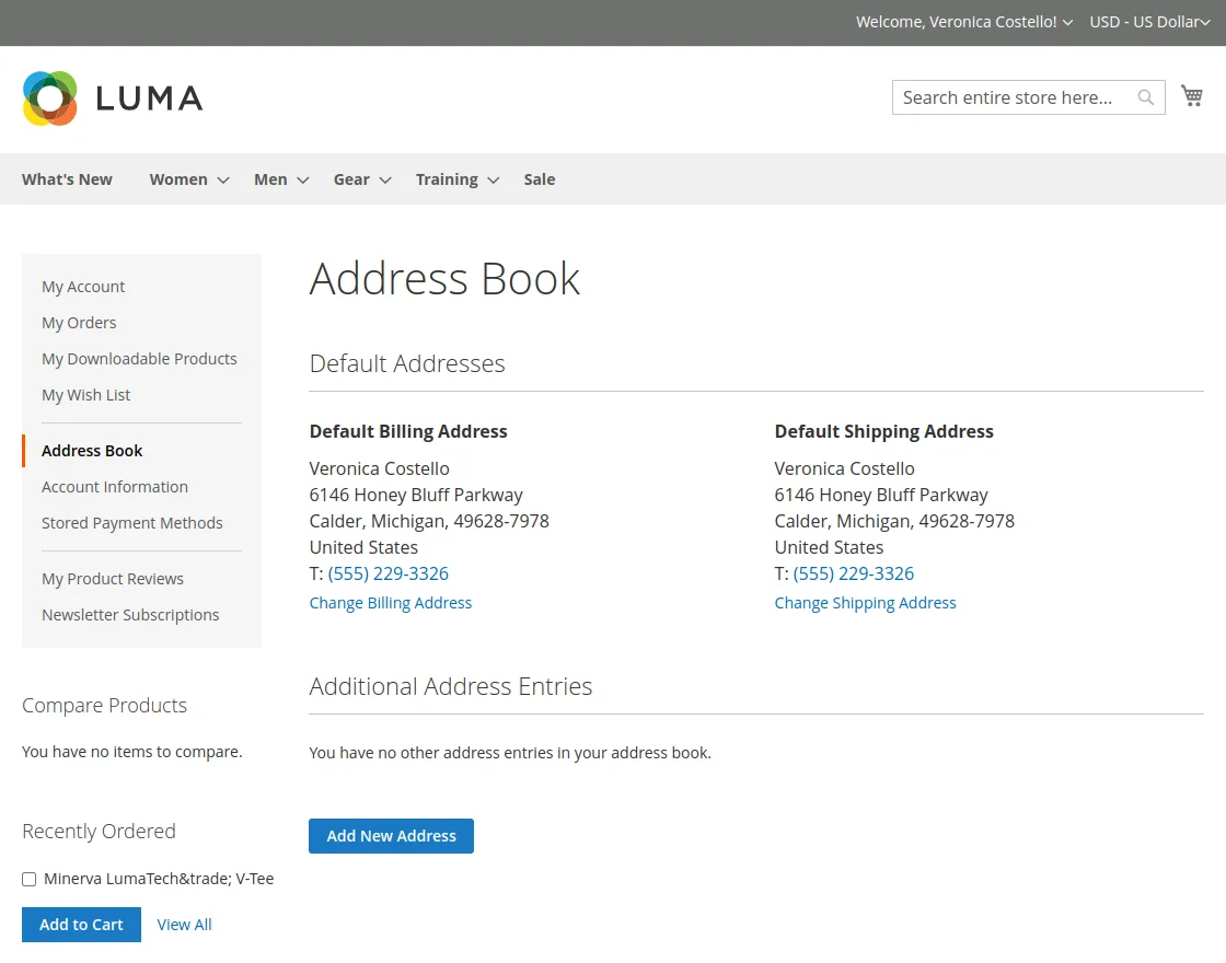 address book Custom Regions