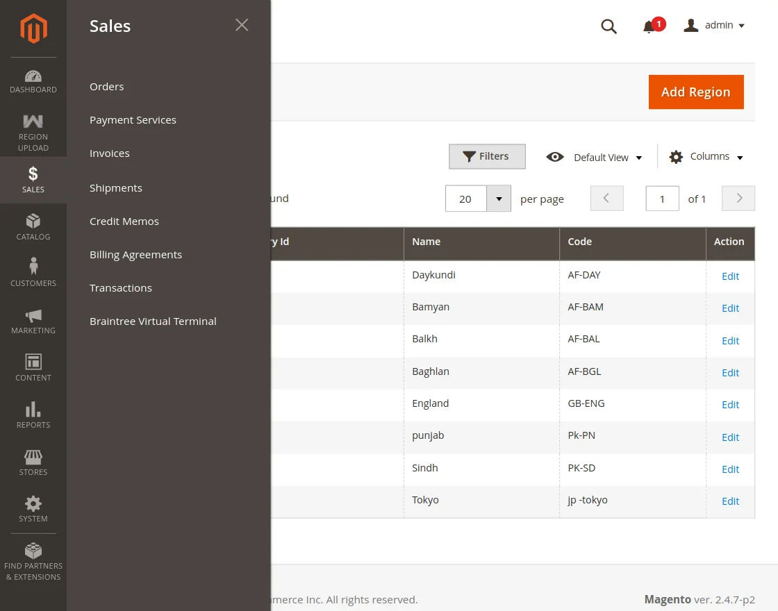 sales Custom Regions