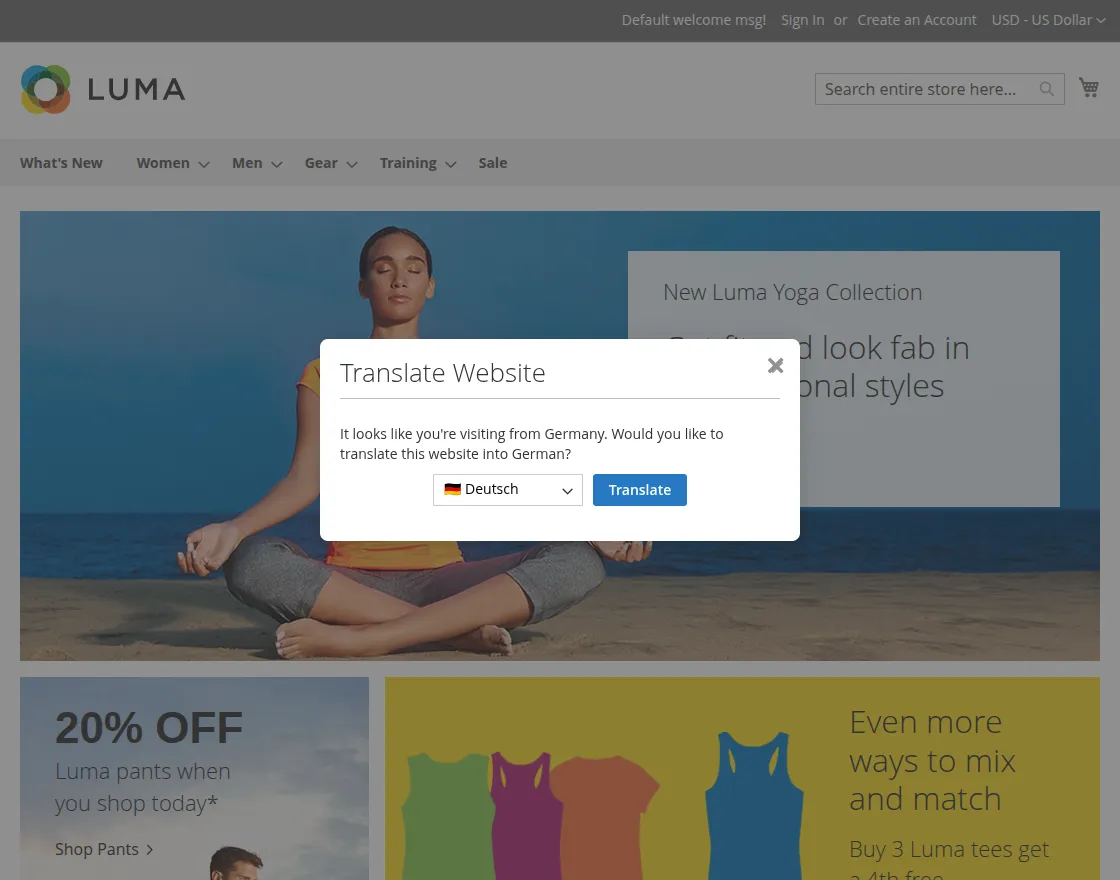 Magento 2 IP Geolocation Extension model-pop-up