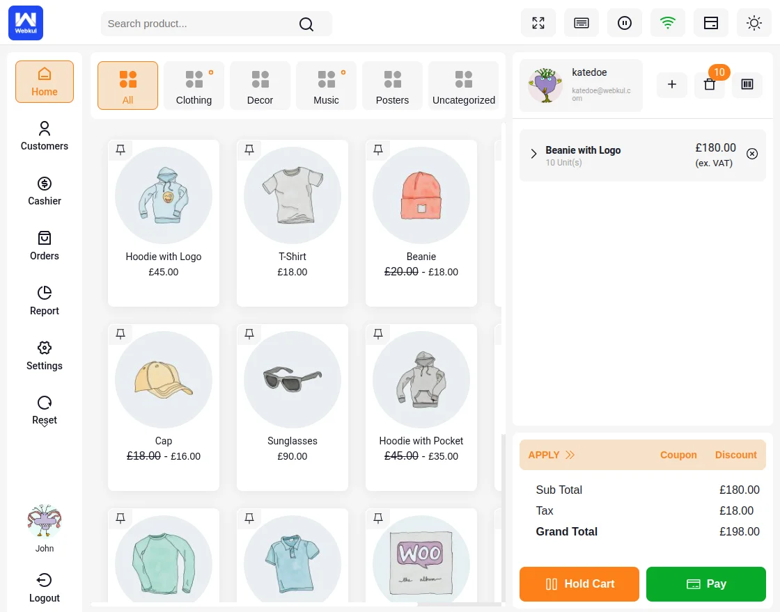 product entered in cart
