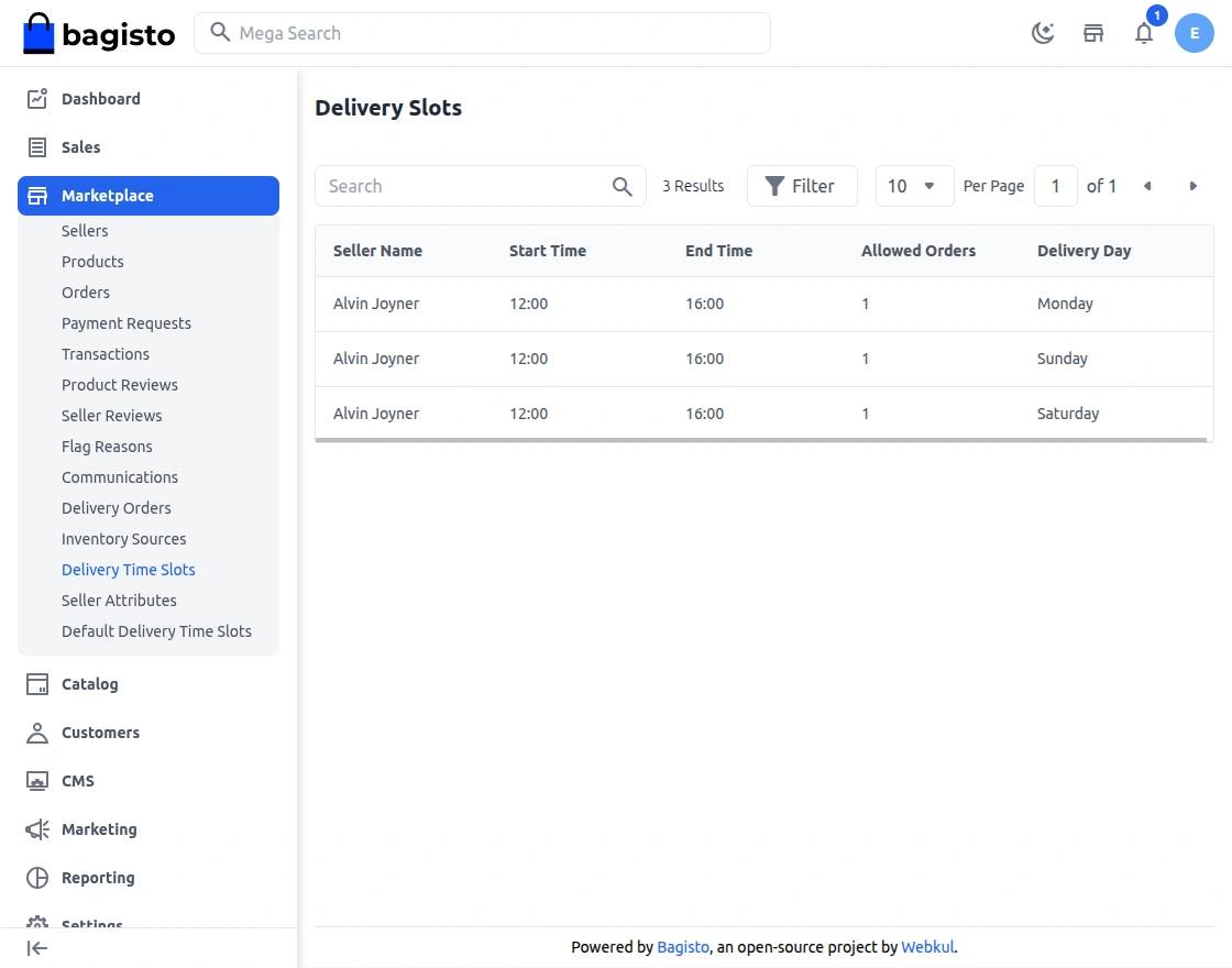 admin delivery view