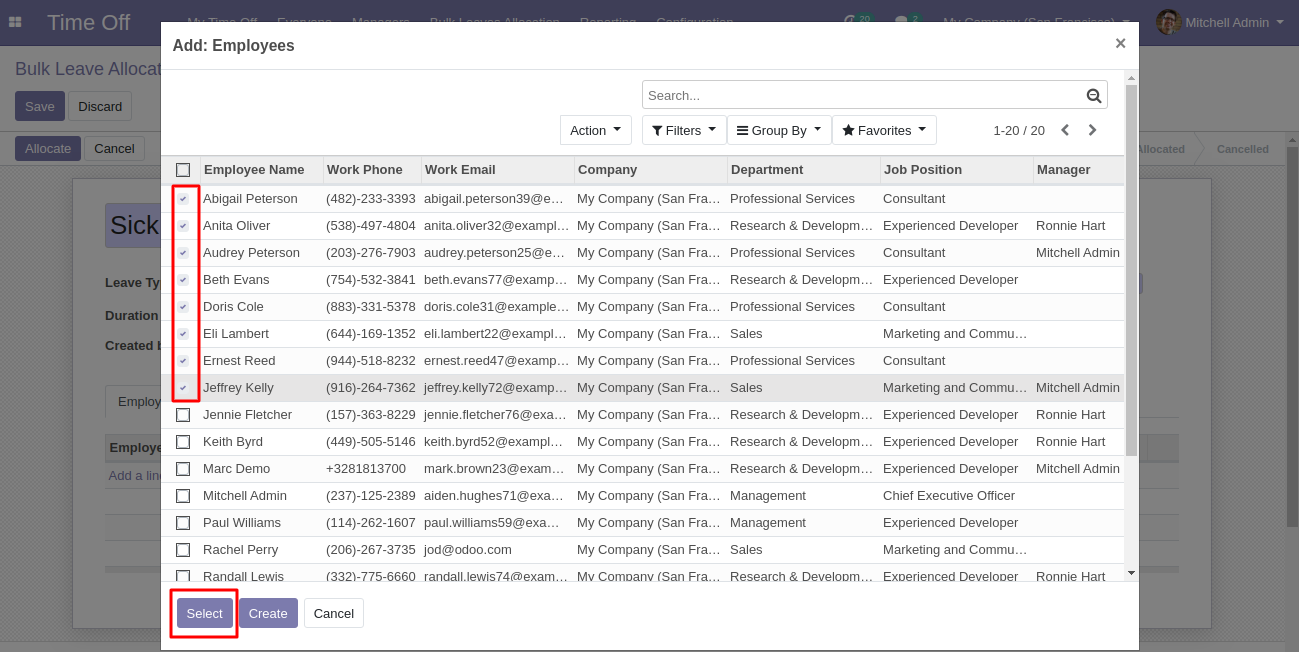 Leave Allocation Odoo employee bulk leave allocation| leave management