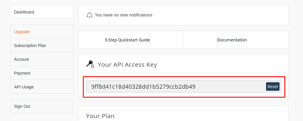 Generate your API access key