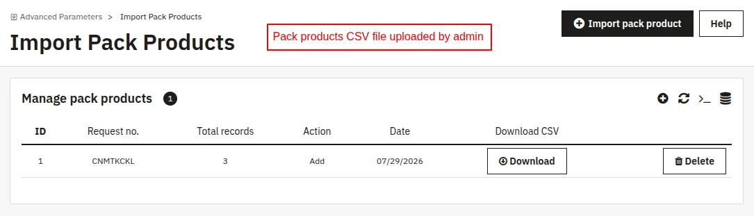 Manage pack products