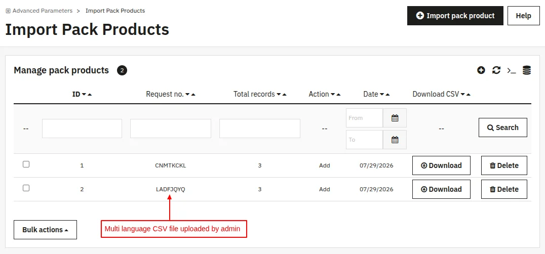 Manage multi-lang pack products