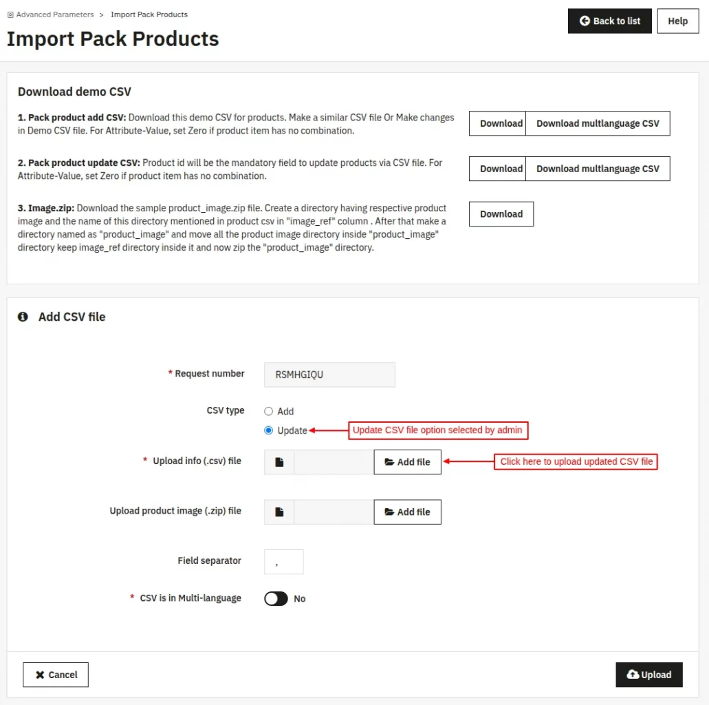Add update csv file